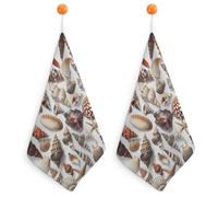 GHBNK Various Shell Images Hand Towels Ultra Soft Absorbent Dish Towel Hanging Dish Towels Quick Drying Towel for Use in Kitchen Bathroom Home Decor 2PCS