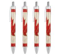 GHBNK Vintage Canada Flag Ballpoint Pens Retractable Ball Point Pens Black Ink 0.5mm Fine Point Smooth Writing Pen Office Supplies 4 PCS