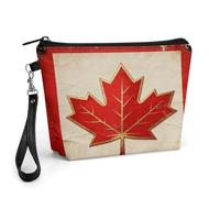 GHBNK Vintage Canada Flag Makeup Bag Wide-Open Travel Bag Organizer for Toiletry Make Up Cosmetic Waterproof Portable Zipper Pouch Purse Lightweight Small Makeupbag Gift for Women