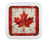 GHBNK Vintage Canada Flag Wall Clock Silent Non-Ticking Clock 10 Inch Personalized Classic Square Decorative Digital Clocks for Kitchen, Living Room, Office, Bedroom, Bathroom