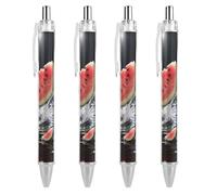 GHBNK Watermelon Slice Ballpoint Pens Retractable Ball Point Pens Black Ink 0.5mm Fine Point Smooth Writing Pen Office Supplies 4 PCS