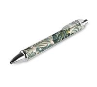 GHBNK White Ed Tropical Botanical Leaves Ballpoint Pens Retractable Ball Point Pens Black Ink 0.5mm Fine Point Smooth Writing Pen Office Supplies 1 PCS