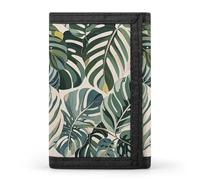 GHBNK White Ed Tropical Botanical Leaves Small Wallet Trifold Wallets Purse with 1 Cash Compartment And 8 Card Slots Money Clip