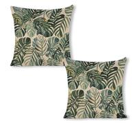 GHBNK White Ed Tropical Botanical Leaves Throw Pillow Covers 18"x18"（2pcs） Pillows Decorative Couch Pillow Covers Living Room Sofa Bed Outdoor Pillows Summer Linen Pillowcases Farmhouse
