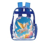 GHBNK White Horse in The Sky Clear Backpack Large PVC Transparent Bag Laptop Sleeve See Through Casual Backpacks, Blue, 43X32.5cm
