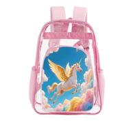 GHBNK White Horse in The Sky Clear Backpack Large PVC Transparent Bag Laptop Sleeve See Through Casual Backpacks, Pink, 43X32.5cm