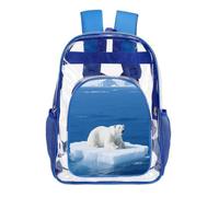 GHBNK White Polar Bear on Ice Clear Backpack Large PVC Transparent Bag Laptop Sleeve See Through Casual Backpacks, Blue, 43X32.5cm