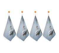 GHBNK White Swan Hand Towels Ultra Soft Absorbent Dish Towel Hanging Dish Towels Quick Drying Towel for Use in Kitchen Bathroom Home Decor 4PCS