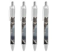 GHBNK Wolf on The Mountain Ballpoint Pens Retractable Ball Point Pens Black Ink 0.5mm Fine Point Smooth Writing Pen Office Supplies 4 PCS