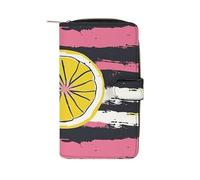 GHBNK Women's Leather Wallet Long Wallet for Men Bohemian Elephant Pattern Wristlet Wallets with 12 Card Holder Large Capacity Coin Pocket, Yellow Lemon Slices, 19.7x11x3.5cm
