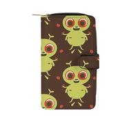 GHBNK Women's Leather Wallet Long Wallet for Men Clowns Wristlet Wallets with 12 Card Holder Large Capacity Coin Pocket, Cartoon Green Alien, 19.7x11x3.5cm