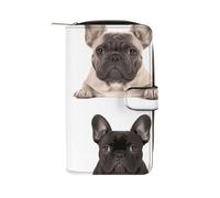 GHBNK Women's Leather Wallet Long Wallet for Men Cool Eagle Wristlet Wallets with 12 Card Holder Large Capacity Coin Pocket, french bulldog, 19.7x11x3.5cm