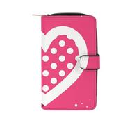 GHBNK Women's Leather Wallet Long Wallet for Men Hearts And Stars Wristlet Wallets with 12 Card Holder Large Capacity Coin Pocket, Love Heart Surrounded by White Lines, 19.7x11x3.5cm