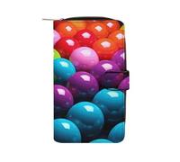 GHBNK Women's Leather Wallet Long Wallet for Men Hearts And Stars Wristlet Wallets with 12 Card Holder Large Capacity Coin Pocket, Neatly Arranged Balls, 19.7x11x3.5cm