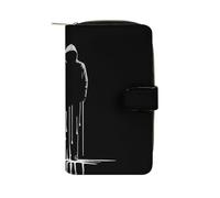 GHBNK Women's Leather Wallet Long Wallet for Men Little Bell with Bow Wristlet Wallets with 12 Card Holder Large Capacity Coin Pocket, Man After the Rain, 19.7x11x3.5cm