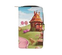 GHBNK Women's Leather Wallet Long Wallet for Men Monkey Lemur Cute Wristlet Wallets with 12 Card Holder Large Capacity Coin Pocket, candy land_76682316, 19.7x11x3.5cm