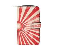 GHBNK Women's Leather Wallet Long Wallet for Men Patriotic Stars Strips Independence Day Wristlet Wallets with 12 Card Holder Large Capacity Coin Pocket, Sparkling Red Stripes, 19.7x11x3.5cm