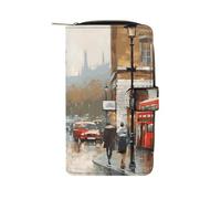 GHBNK Women's Leather Wallet Long Wallet for Men Pomeranian Dog Wristlet Wallets with 12 Card Holder Large Capacity Coin Pocket, London Impression, 19.7x11x3.5cm
