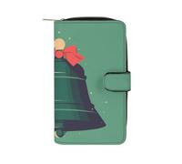 GHBNK Women's Leather Wallet Long Wallet for Men Red Ball Wristlet Wallets with 12 Card Holder Large Capacity Coin Pocket, Green Little Bell, 19.7x11x3.5cm