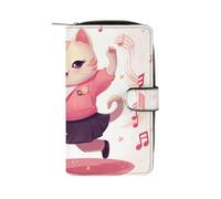 GHBNK Women's Leather Wallet Long Wallet for Men Show Radiance Wristlet Wallets with 12 Card Holder Large Capacity Coin Pocket, Skirt Cat, 19.7x11x3.5cm