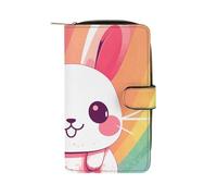 GHBNK Women's Leather Wallet Long Wallet for Men Show Radiance Wristlet Wallets with 12 Card Holder Large Capacity Coin Pocket, Smiling Bunny, 19.7x11x3.5cm