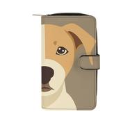 GHBNK Women's Leather Wallet Long Wallet for Men Show Radiance Wristlet Wallets with 12 Card Holder Large Capacity Coin Pocket, Simple Style Dog, 19.7x11x3.5cm