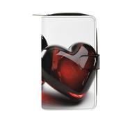 GHBNK Women's Leather Wallet Long Wallet for Men Spherical Wristlet Wallets with 12 Card Holder Large Capacity Coin Pocket, Transparent Two Hearts, 19.7x11x3.5cm