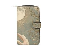 GHBNK Women's Leather Wallet Long Wallet for Men Turquoise And Gold Wristlet Wallets with 12 Card Holder Large Capacity Coin Pocket, Vines and Flowers, 19.7x11x3.5cm