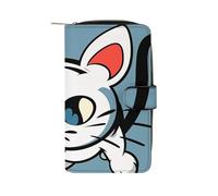 GHBNK Women's Leather Wallet Long Wallet for Men Woman's Face Wristlet Wallets with 12 Card Holder Large Capacity Coin Pocket, Naughty Cat, 19.7x11x3.5cm