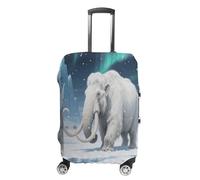 GHBNK Woolly Mammoth on Tundra Luggage Cover, Woolly Mammoth on Tundra Design Suitcase Protector, Personalized Stretchable Washable Travel Sleeve for 19-32 Inch Luggage X-Large, white, XL, Woolly
