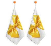 GHBNK Yellow Bow Hand Towels Ultra Soft Absorbent Dish Towel Hanging Dish Towels Quick Drying Towel for Use in Kitchen Bathroom Home Decor 2PCS