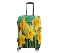 GHBNK Yellow Daffodils Flowers Luggage Cover, Yellow Daffodils Flowers Design Suitcase Protector, Personalized Stretchable Washable Travel Sleeve for 19-32 Inch Luggage X-Large, white, M, Yellow