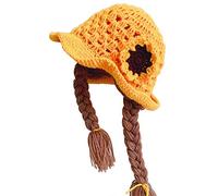 GHBOTTOM Cute Handmade Knitted Baby Girl Twist Braid Hat Infant Wigs Brades Kid Crochet Caps with Plaits Photography Prop