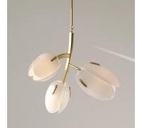 GHBSDNEPP 3-Light Cluster Lighting Fixture - Modern Flower Ceiling Light Ind Metal for Dining Room, Bedroom, or Kitchen Island - Nordic Design Hanging Lamp/White