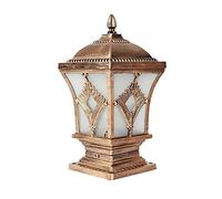 GHBSDNEPP 38Cm Bronze Column Lights Waterproof European Pillar Light Outdoor Rustproof Stainless Steel Garden Wall Patio Pillar Post Lamp Fixture Square Glass Fence Pedestal Gate Bollard Deck Stigma L