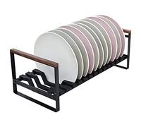 GHBSDNEPP Compact Dish Rack, Stainless Steel Dish Drainer Black for Kitchen Extra Draining Black Coated Stainless Steel Cutlery Large Plate Rack Drainer