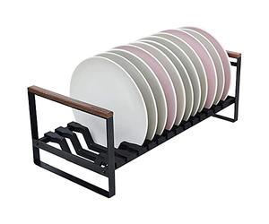 GHBSDNEPP Compact Dish Rack, Stainless Steel Dish Drainer Black for Kitchen Extra Draining Black Coated Stainless Steel Cutlery Large Plate Rack Drainer