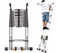 GHBSDNEPP Extendable Aluminum Telesladder/Aluminum Telesextension Ladders 16Ft/ 20Ft/ 24 Feet/ 28 Feet, Professional Folding Telescoping Ladder with Hooks for Roof Top Tent & Home Loft/4.6M/15 Ft