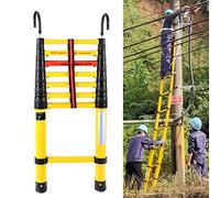GHBSDNEPP Fibreglass Insulation Telesladder with Hook, Multi Purpose Extension Ladder for Repair or Rescue, Outdoor Frp Electrician Ladder, Load 150Kg Star of Light/Yellow/3.5M/11.5Ft