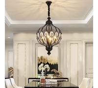 GHBSDNEPP Modern Led Crystal Chandelier Compatible with Dining Room丨Blackd Retro Light Compatible with Kitchen Bedroom丨Ceiling Hanging Lamp Lantern Lighting Fixtures E14 6000K,Kitchen Island/K/45Cm