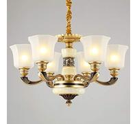 GHBSDNEPP Modern Ledd/White E17 15 Light Source / 6 Light Source Zinc + Jade Bedroom Living Room Villa Study Hall Restaurant Lamp/Lamps/a