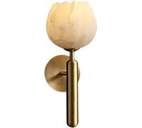 GHBSDNEPP Nordic Flower Marble Bedside Farmhouse Decoration Wall Sconce Mid Century Natural Alabaster Aisle Wall Light Brass Gold Hallway Wall Mounted Lamp for Bedroom Living Room Bathroom