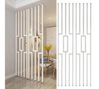 GHBSDNEPP Oom Floor-To-Ceiling Wooden Slat Partition with Decorative Column Grid, Height Adjustable - Creative Style, Hallway Partition, Floor-To-Ceiling Column, for Tea House/Cafe/Hotel/White/205Cm/8