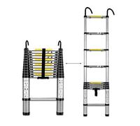 GHBSDNEPP Outdoor Household Ladder,Thicken Aluminumy Telesladder with Hook 360° Rotation, Multi-Purpose Loft/Engineelifting Ladder, 330-Pound Capacity,2.6M/8.5Ft,2.6M/8.5Ft/5M/16.4Ft