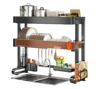 GHBSDNEPP over the Sink Dish Drying Rack, Adjustable Layer Spacing 4Cm, 3 Tier Large Dish Drying Rack for Kitchen Counter with Multiple Baskets Utensil Sponge Holder Sink Caddy/96cm/37.8in