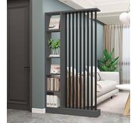 GHBSDNEPP Partition Column for the Entrance Area, Floor to Ceiling;Standing Room Divider with Shelves for the Living Room; Modernstanding Wooden Room Divider; Privacy Screen; Room Divider/Gray+Black/W