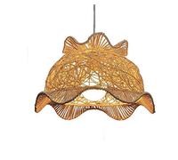 GHBSDNEPP Spider Cane Rural Art Handmade Simple Restaurant Bedroom Restaurant Wave Cap E27/Brown