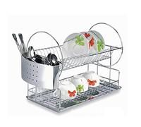 GHBSDNEPP Stainless Steel Dish Drainer, Dish Drying Rack Compact Dish Rack with Removable Drip Tray,Utensil for Kitchen Countertop (42X19Cm)