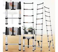 GHBSDNEPP Telesladder 16.4Ft DIY Lightweight Alumiexpandable Ladder 12 Steps Extension Ladder Portable Loft Ladder Attic Ladder with En131, 37” Closed Length, 16” Step I/2.6M/8.5Ft