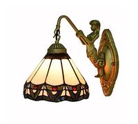 GHBSDNEPP Wall Lamp 7.8Inch Stained Glass Wall Sconce Minimalistic Victorian Style Mermaid Base Wall Light Fixture for Bedroom, Corr, Ng Room